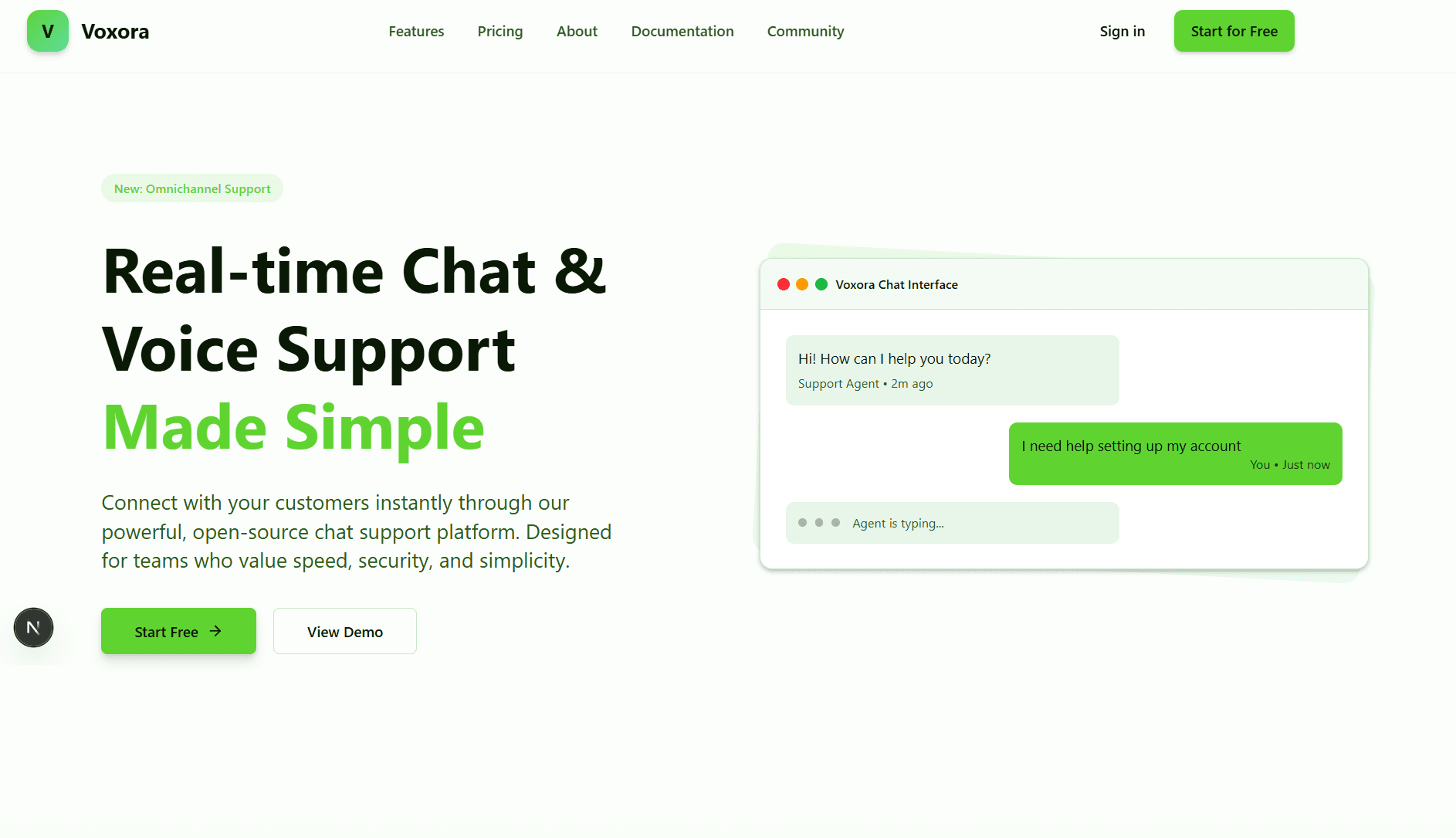 Voxora Chat Widget Preview